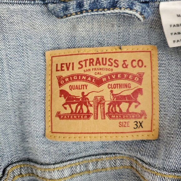 Levis Denim Trucker Jacket Plus Size 3X Womens Blue Jean Jacket Cowgirl Western - Picture 5 of 12